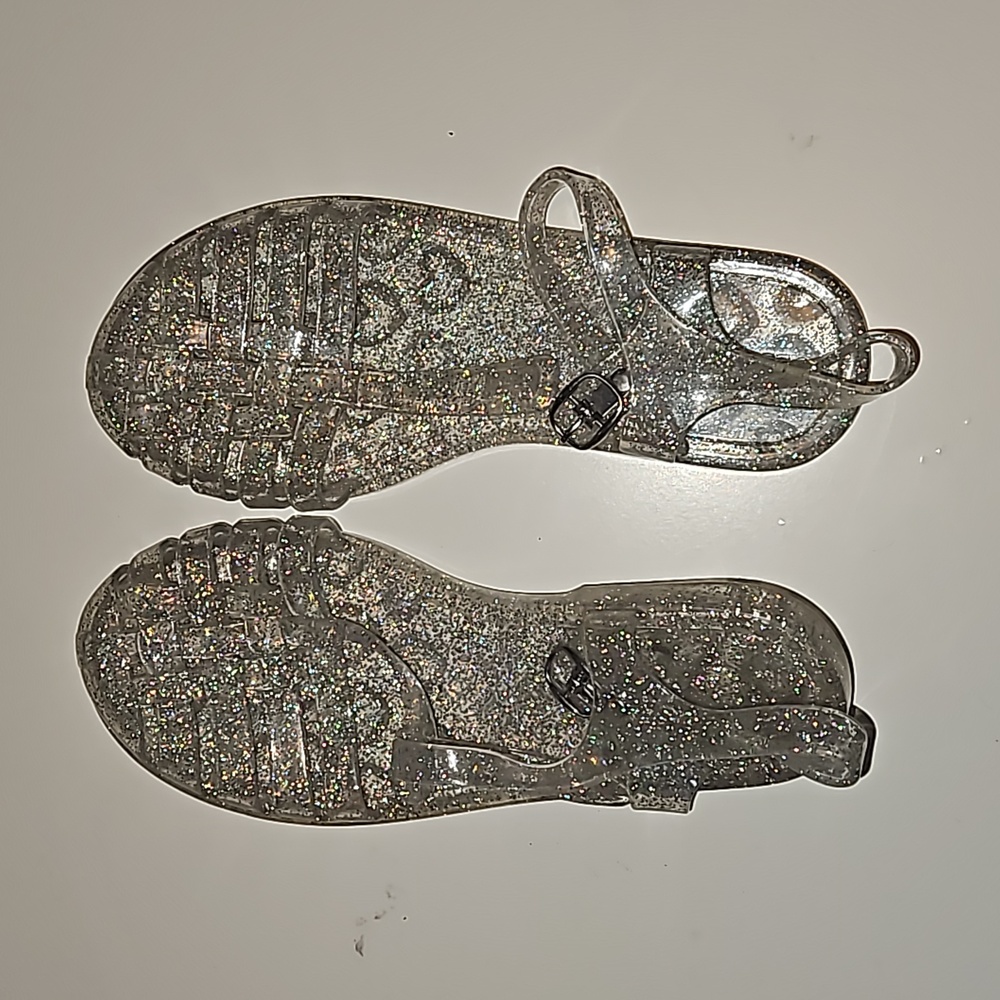 Rainbow and clear jelly sandals